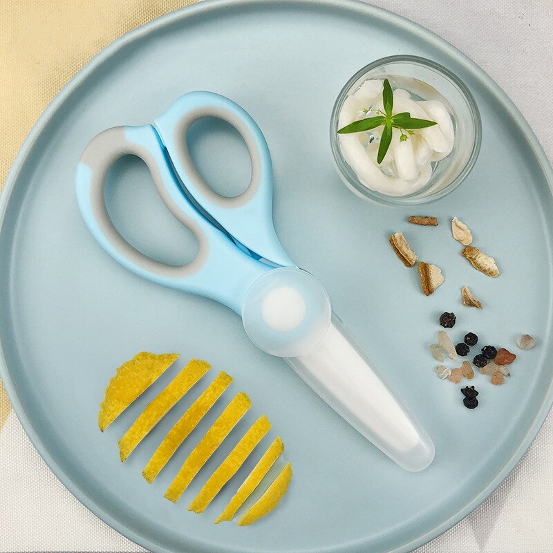 Baby Food Mills Ceramic Scissors Portable Infant Feeding Aid Scissors with Shear Case Food Scissors Baby Supplies Baby Tableware